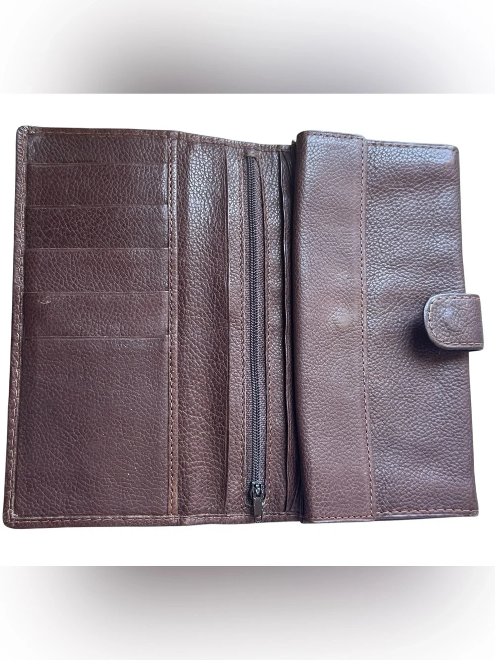 Vintage ZIPPO Esprit Soft Supple Brown Leather Snap Wallet MINTY RARE